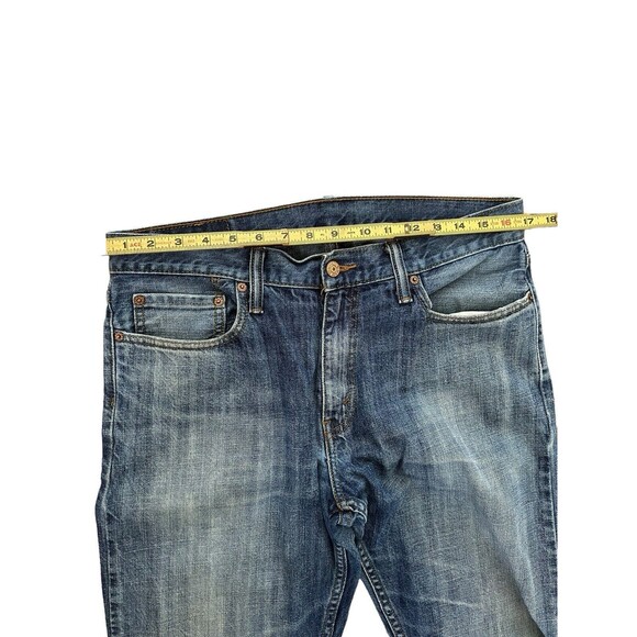 RARE Distressed Plaid Inside Levis 514 Straight Leg Mens Blue Denim Jeans 34x30 - Picture 10 of 15